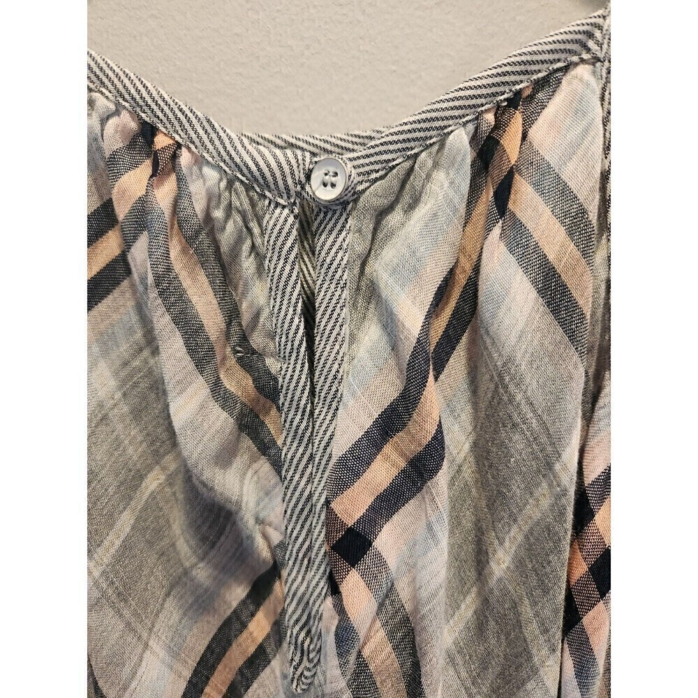 Bella Dahl Anthroplogie Plaid Spaghetti Strap Tank Sz M button closure high low - Picture 5 of 10